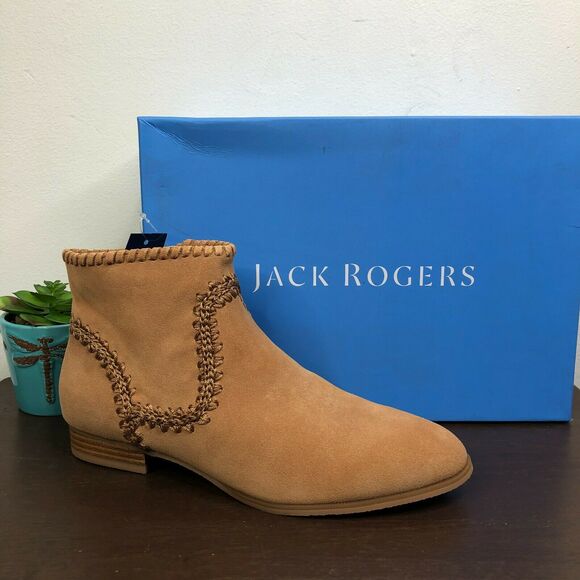 NEW Jack Rogers Womens Gemma Tan Suede Waterproof Ankle Booties Size 6M - Picture 1 of 10